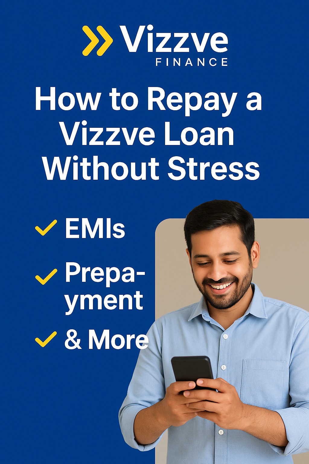 Indian customer making EMI payment for Vizzve Finance loan using smartphone
