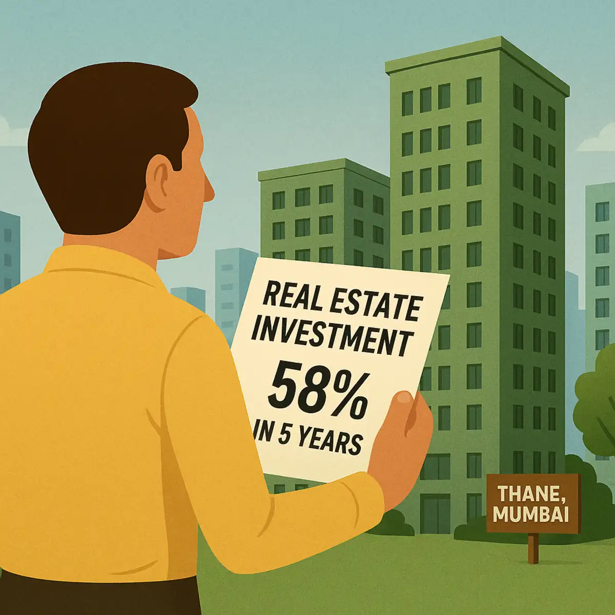 Homebuyer holding property documents with a clock symbolizing delay and compensation under RERA laws