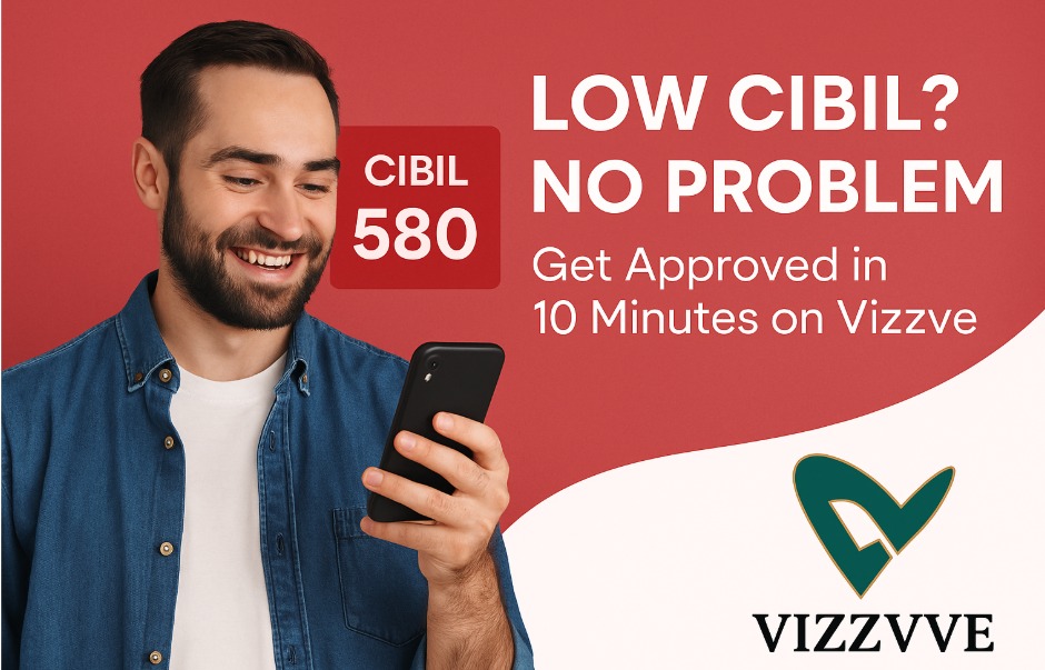 Indian man looking confused about loan approval with zero credit history, Vizzve Finance logo