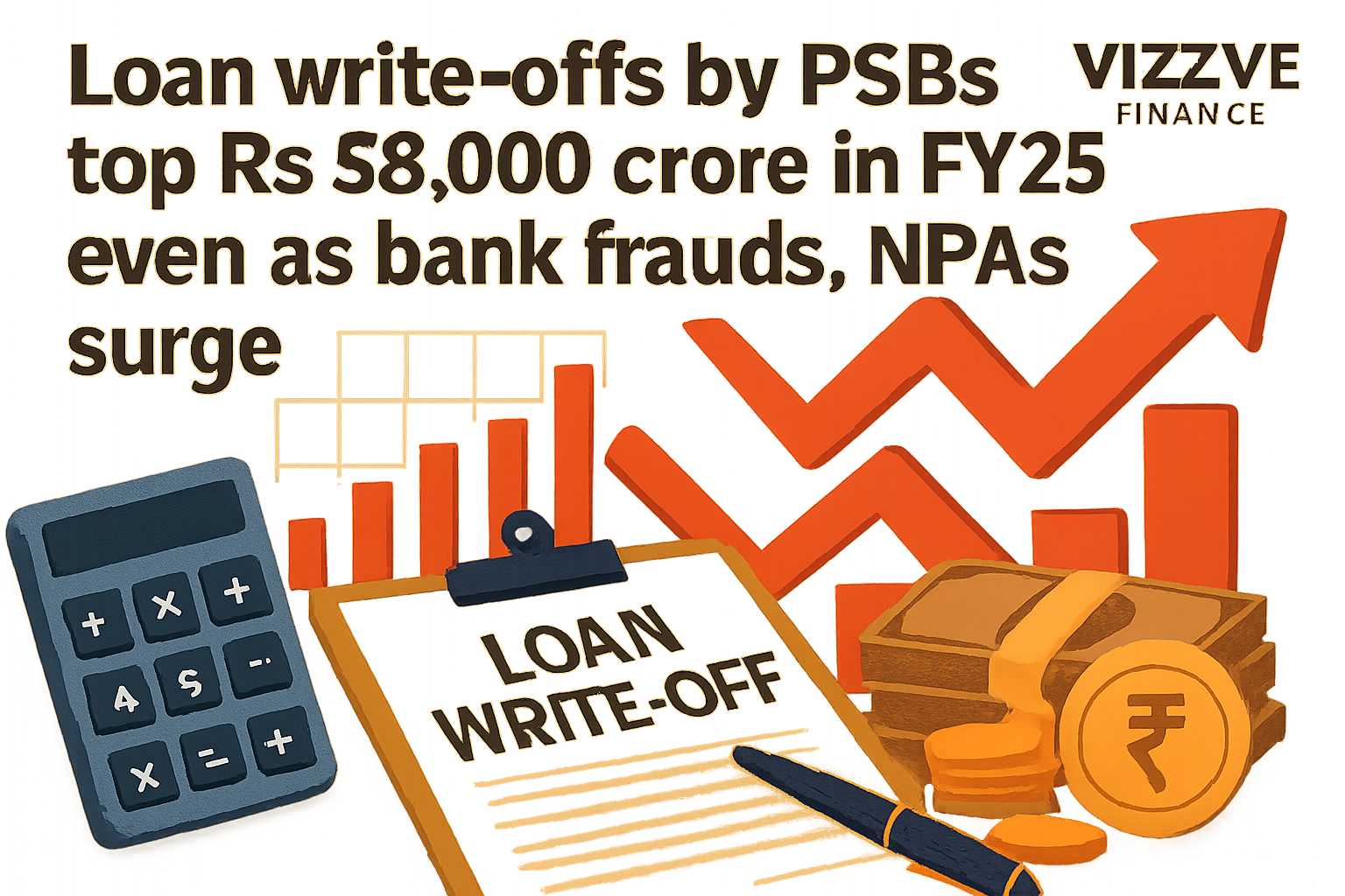 PSBs Loan Write-Offs FY25 Bank Frauds and NPAs Vizzve Finance Infographic