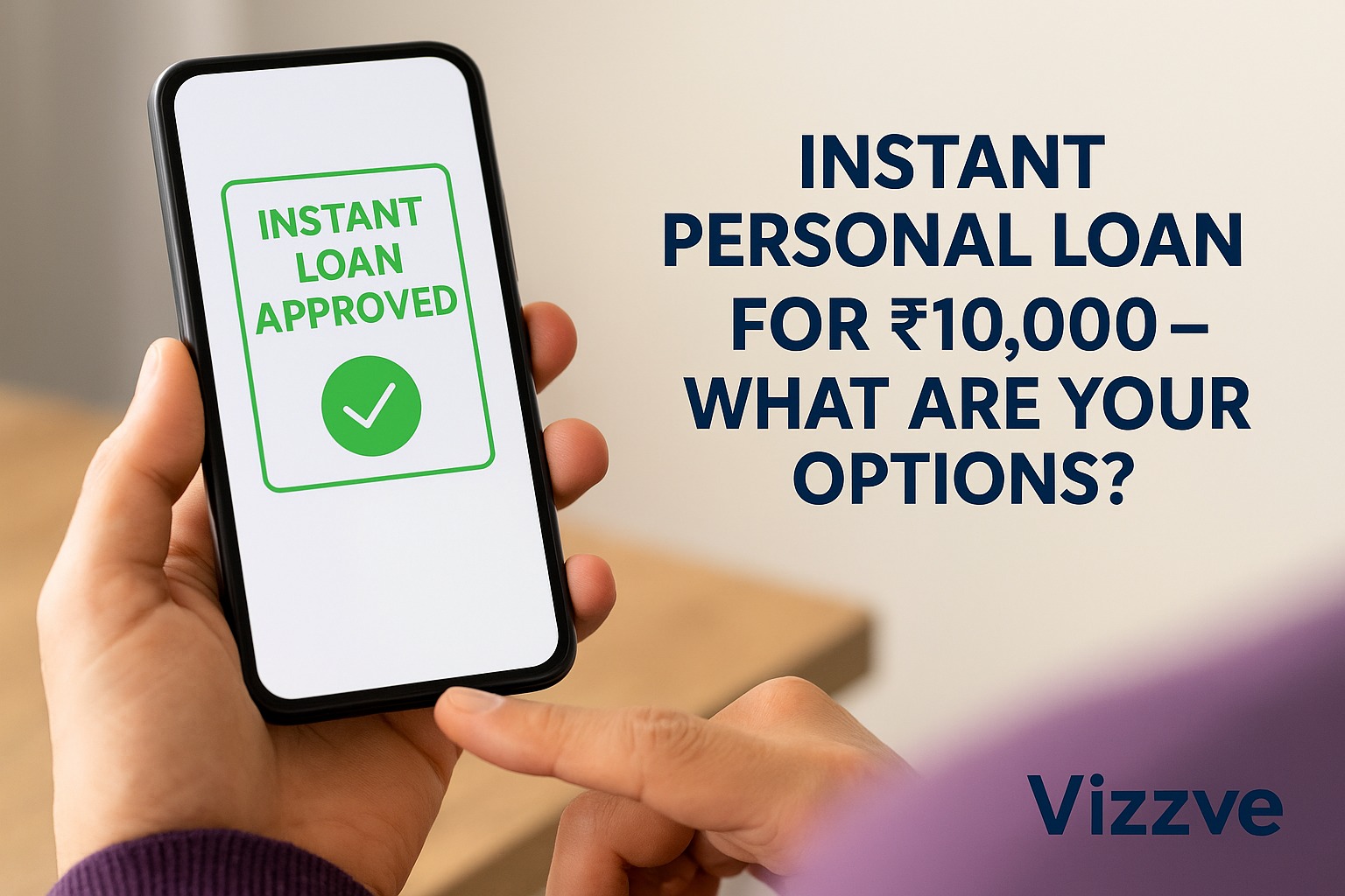 ₹10,000 instant loan approval on a smartphone screen – Vizzve Finance