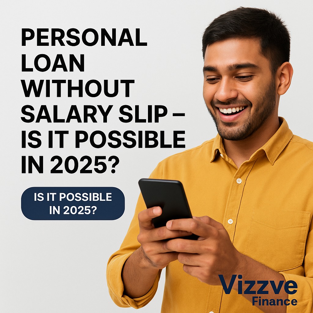 A young professional applying for a personal loan on a phone without submitting a salary slip