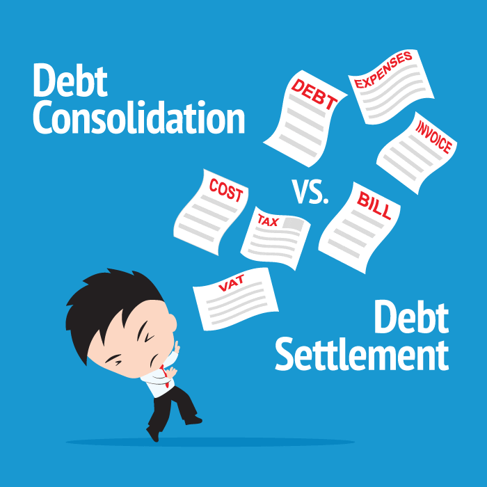 Comparison chart showing differences between debt consolidation and debt settlement