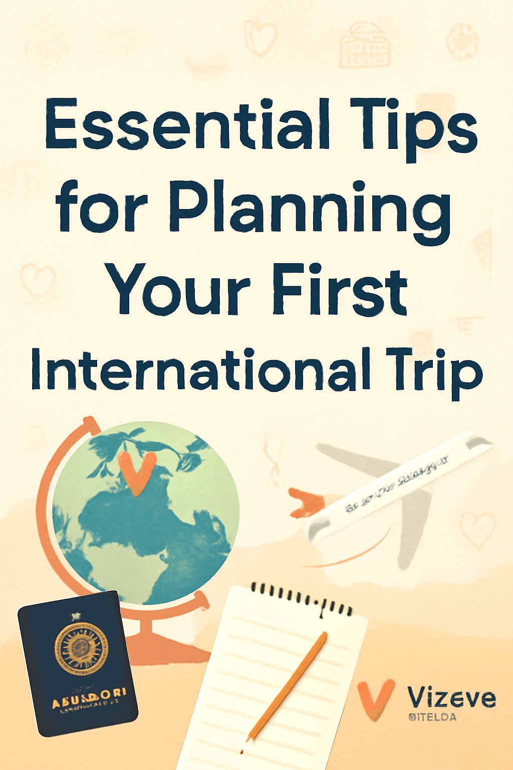 Young traveler planning first international trip with passport, map, and Vizzve Finance budget planner