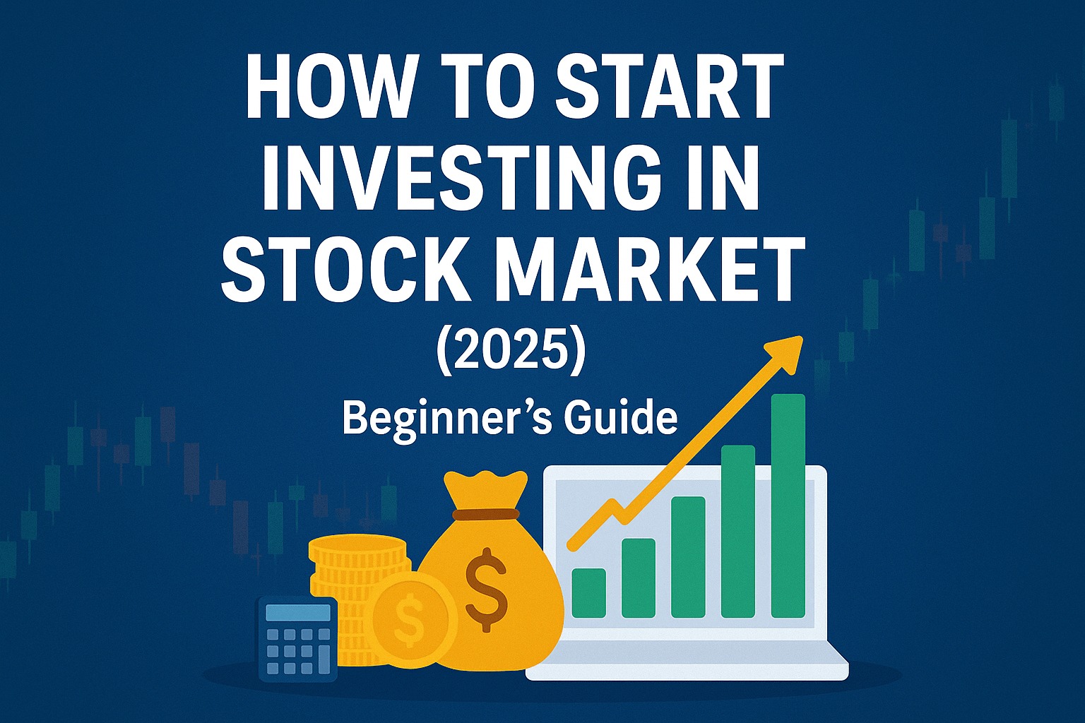 Young Indian investor checking stock market on a phone with graphs and Vizzve Finance branding.