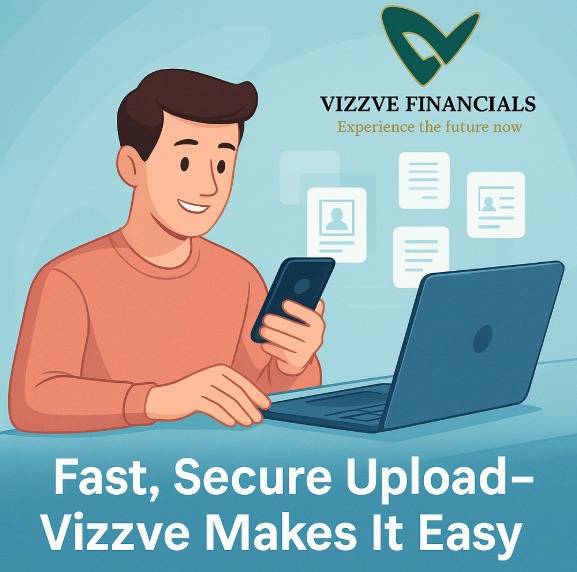 A person applying for a loan on a smartphone at home with a “Loan Approved” screen and Vizzve logo on the app.