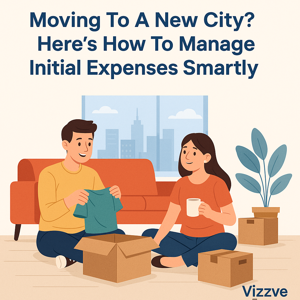 A young couple unpacking boxes in their new apartment in a city