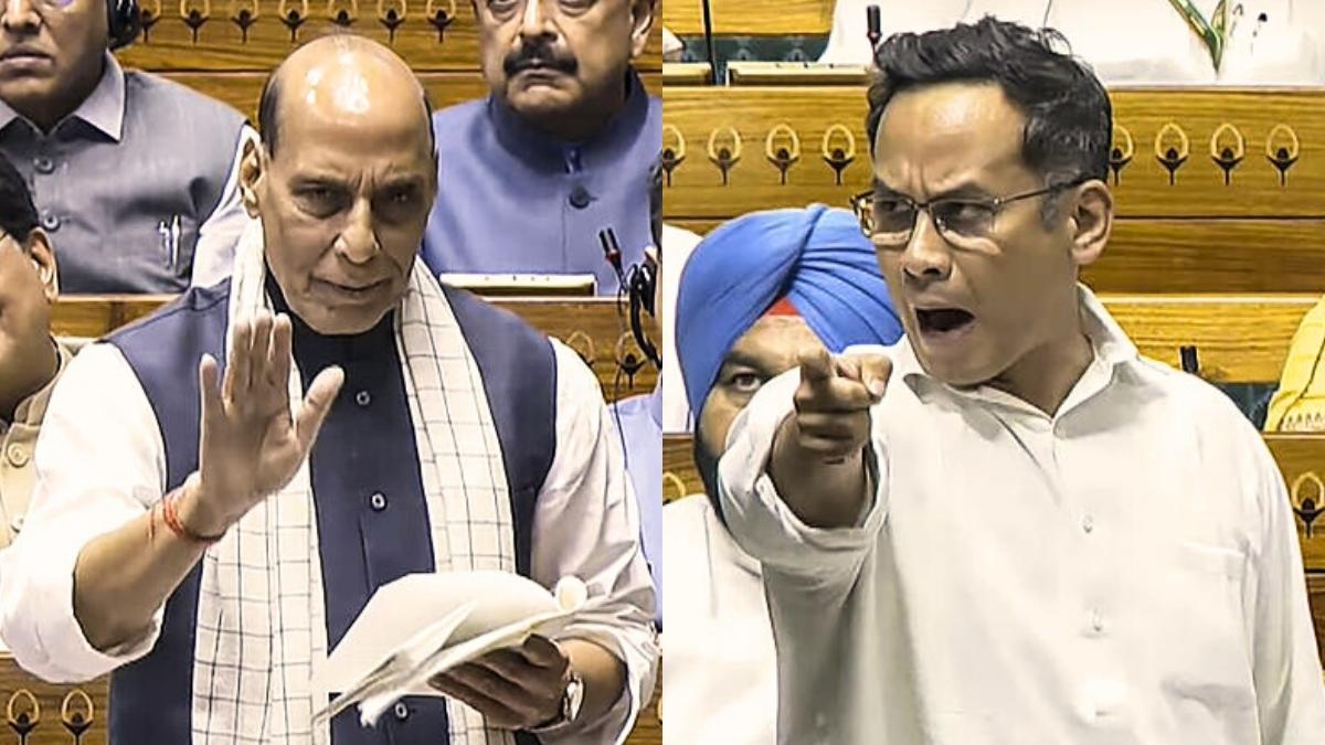 Congress MP Gaurav Gogoi addressing Parliament, questioning government actions on Pahalgam terrorists during Operation Sindoor debate