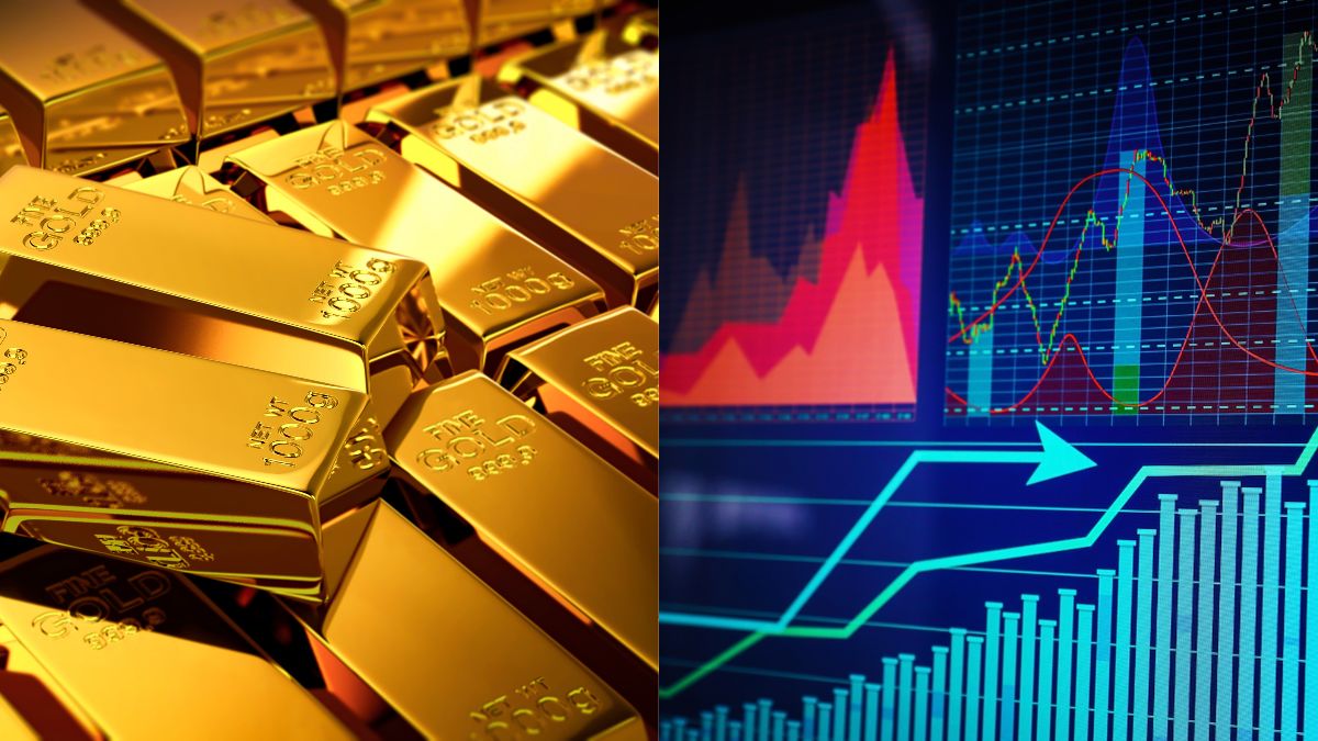 Gold bars vs stock market graph – comparison during economic uncertainty in 2025