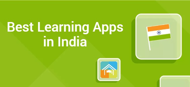 A flat-lay of a tablet surrounded by books, showing icons of learning apps like Byju’s, Unacademy, and Khan Academy.