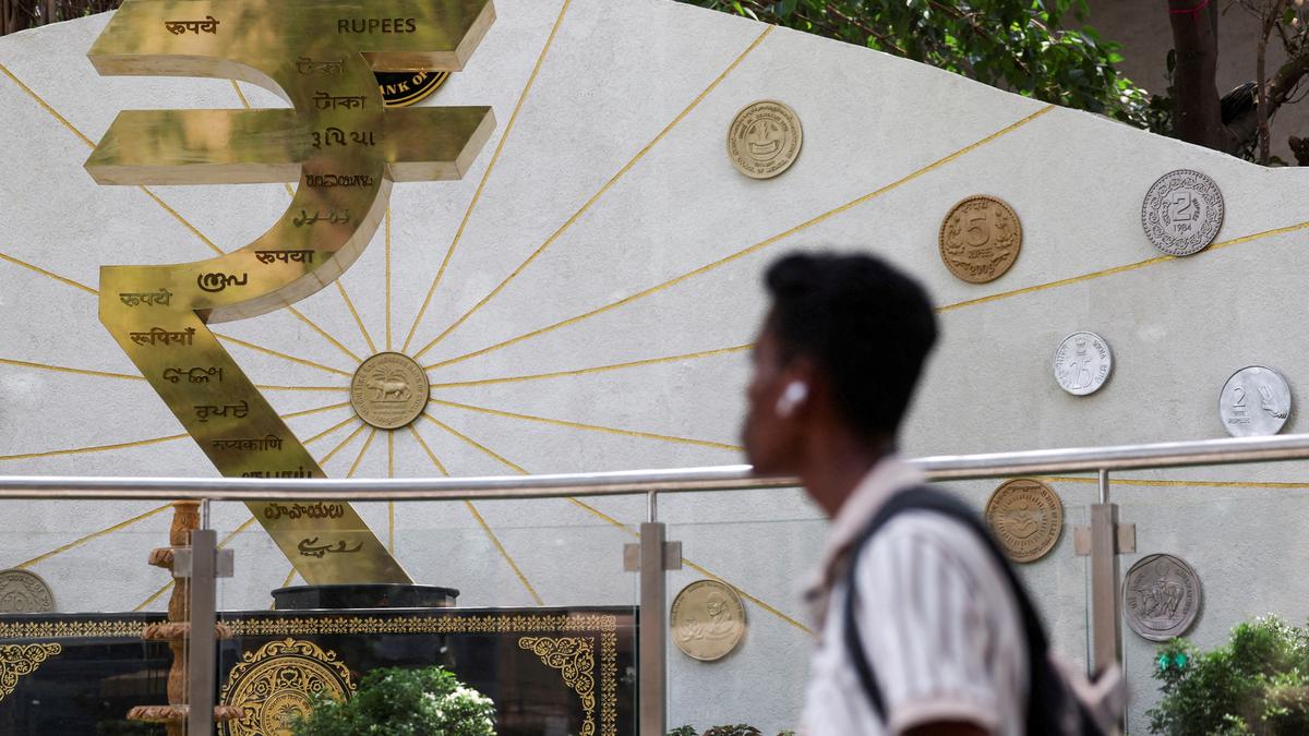 Graph showing Indian Rupee exchange rate rising to 87.53 against U.S. dollar on August 1, 2025