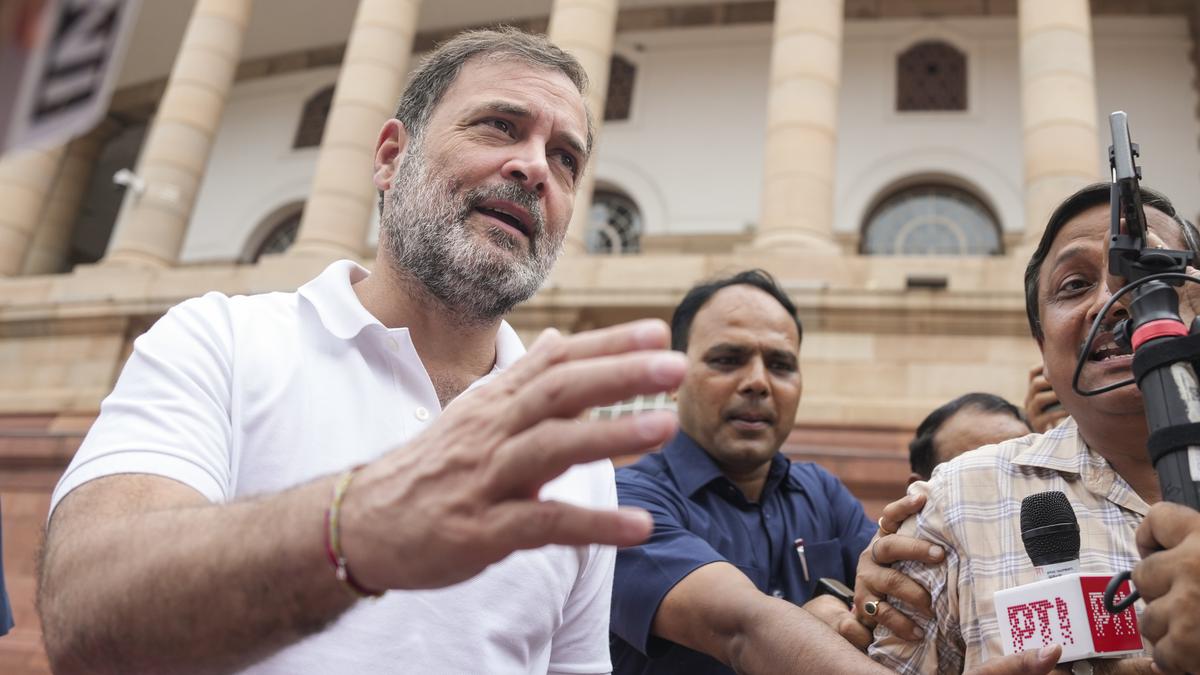 Rahul Gandhi speaking at the Annual Legal Conclave 2025, alleging rigging in India’s 2024 Lok Sabha elections