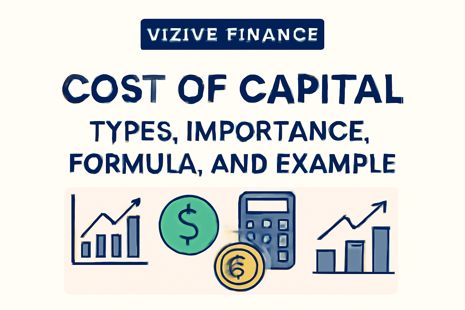 Illustration showing types of cost of capital and formula breakdown in finance