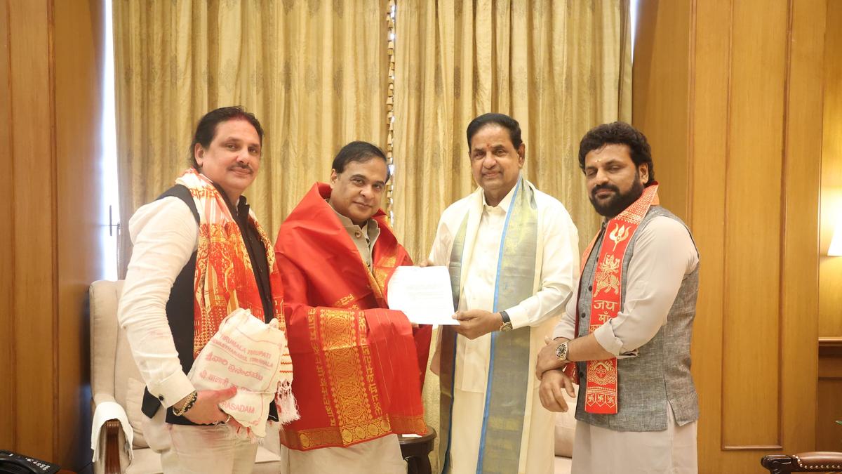 Assam Chief Minister Himanta Biswa Sarma with TTD Chairman B R Naidu discussing land allocation for new temple in Guwahati