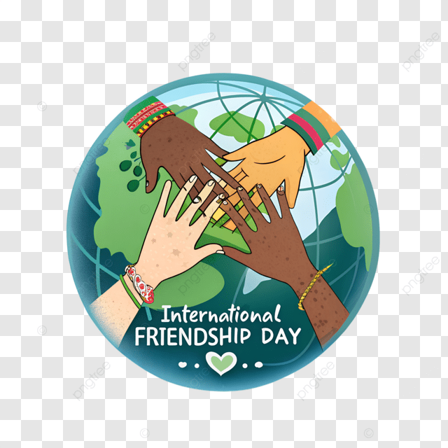 A joyful group of friends laughing and hugging while celebrating Friendship Day outdoors