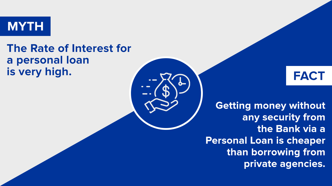 Personal loan myths and facts comparison by Vizzve Financials