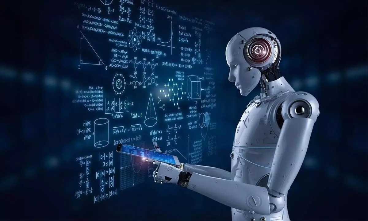 Young Indians learning AI skills for future jobs, with digital and finance icons