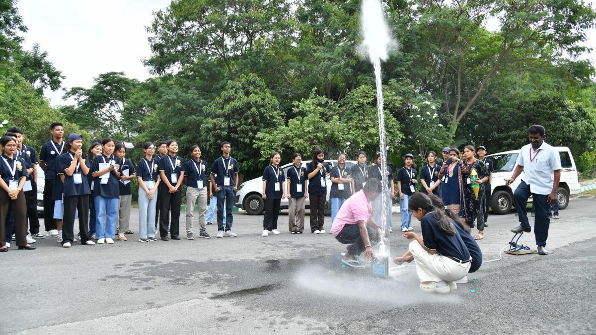 Group of northeast Indian students visiting ISRO facilities in Bengaluru, learning about satellite technology and space science in 2025