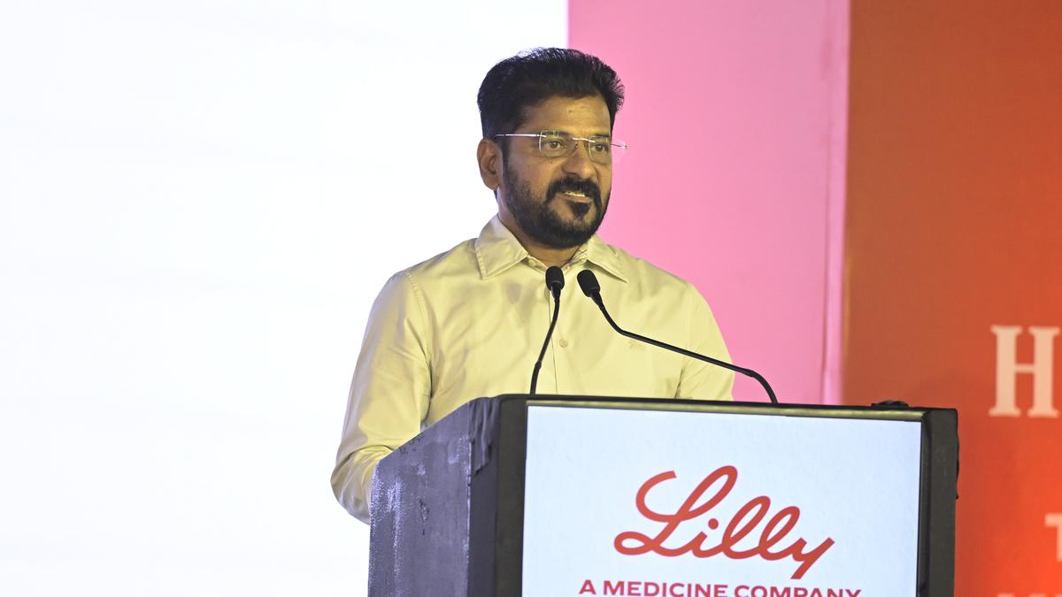 Telangana CM Revanth Reddy inaugurating Eli Lilly's Global Capability Centre in Hyderabad with company executives