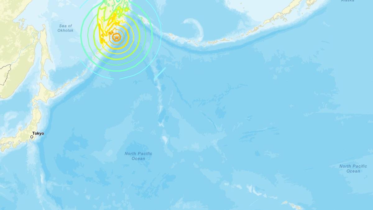 Satellite view of Russia’s Rybachiy nuclear submarine base showing damage to a floating pier after July 2025 earthquake