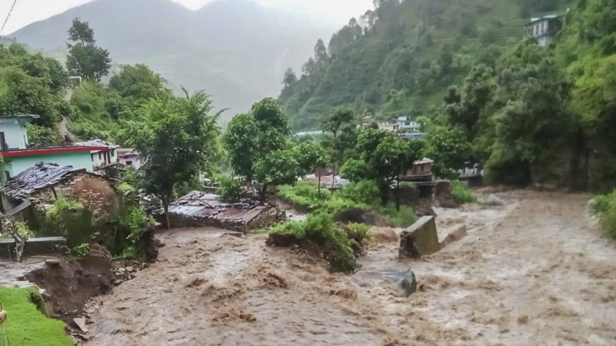 Flooded and damaged Dharali market area in Uttarkashi with rescue teams in action after cloudburst