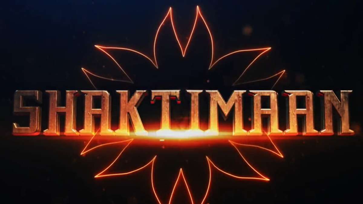 New-age Shaktimaan poster teaser featuring the superhero silhouette with glowing chakra emblem