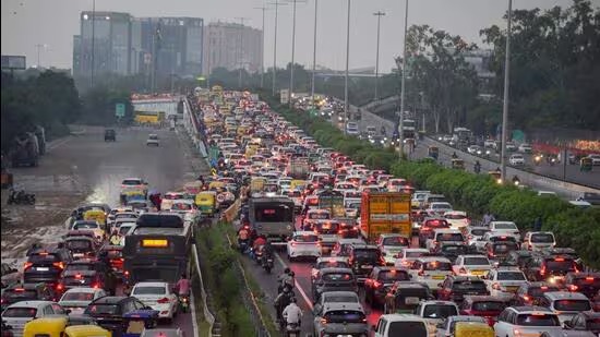 Gurgaon city roads during heavy rain and waterlogging conditions