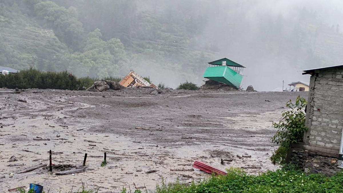 Flood-affected area in Uttarakhand after suspected cloudburst or glacier collapse