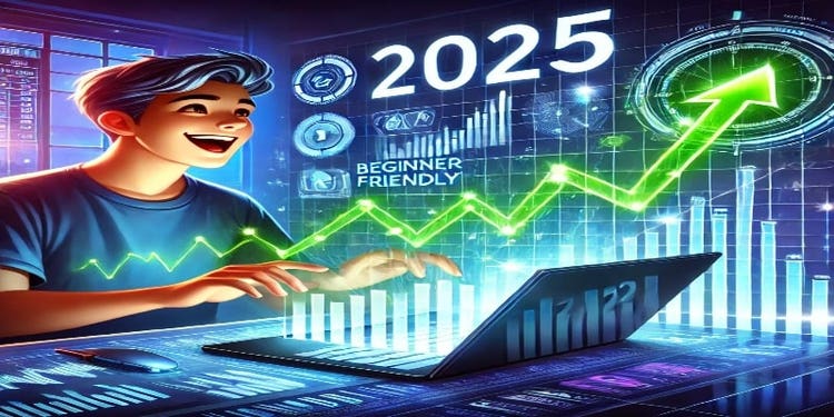 Beginner investor analyzing diversified portfolio on laptop in 2025