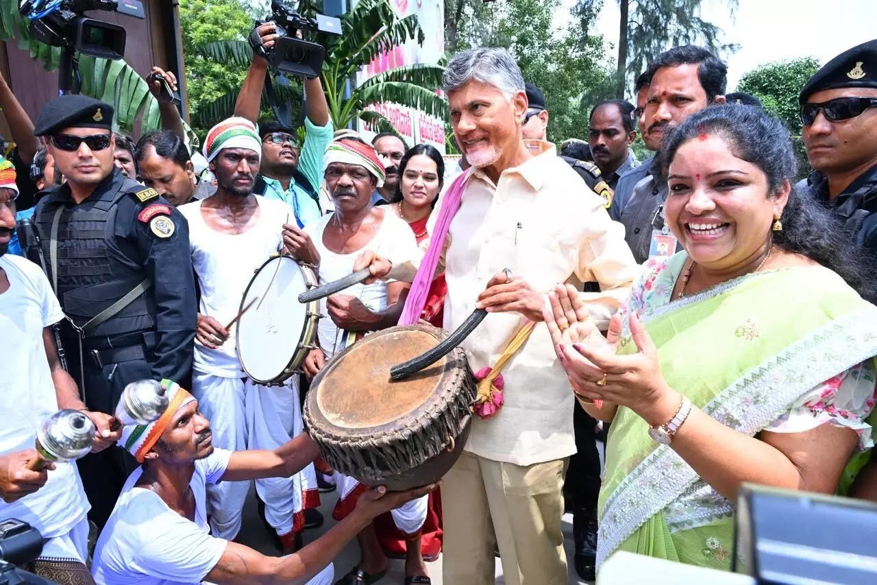 Andhra Pradesh Chief Minister N. Chandrababu Naidu launching ₹2,404 crore tribal welfare projects in Paderu