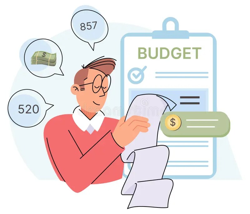 Person calculating monthly budget with EMIs and Vizzve Finance branding