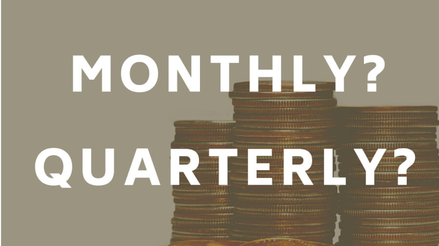 Chart comparing monthly vs quarterly loan repayment timelines