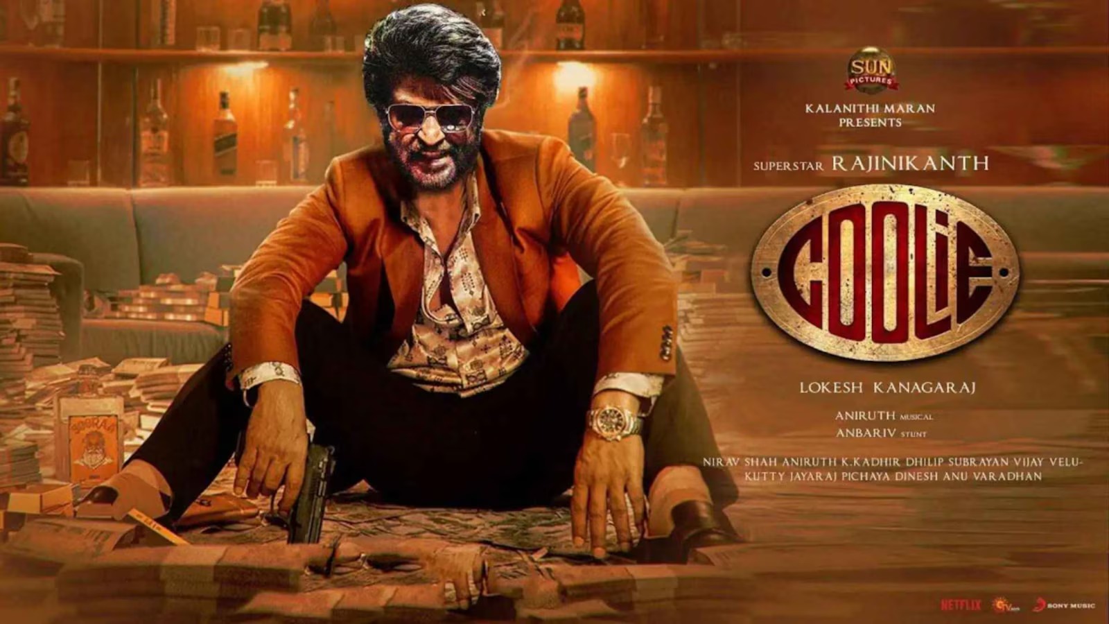 Rajinikanth in Coolie movie poster with action pose
