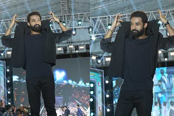 Jr NTR at War 2 promotional event facing a fan security breach on stage.