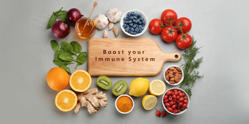 Ayurvedic diet for immunity boosting with turmeric, ginger, garlic, tulsi, and fresh seasonal vegetables