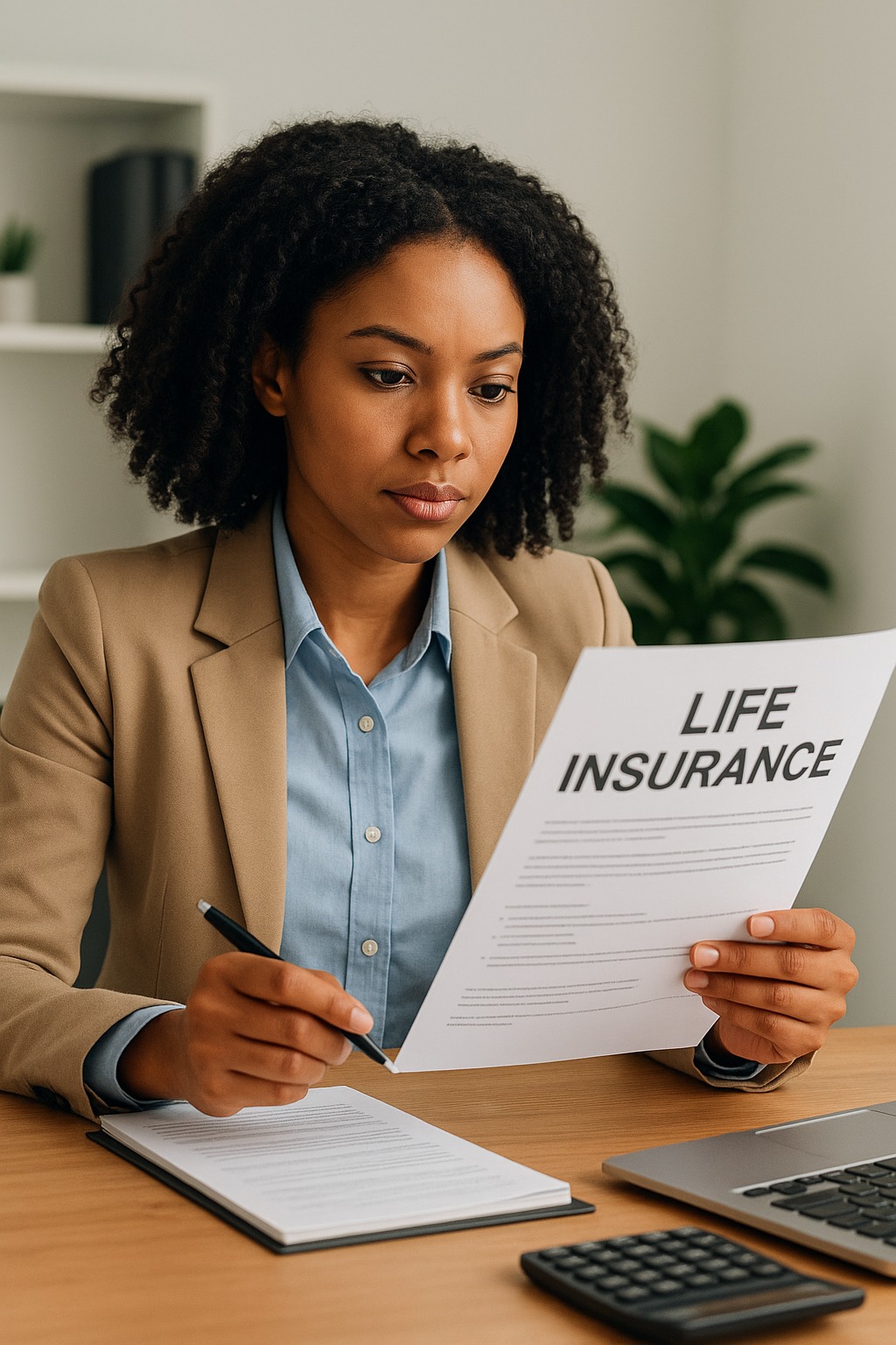 Young professional reviewing life insurance options for financial security