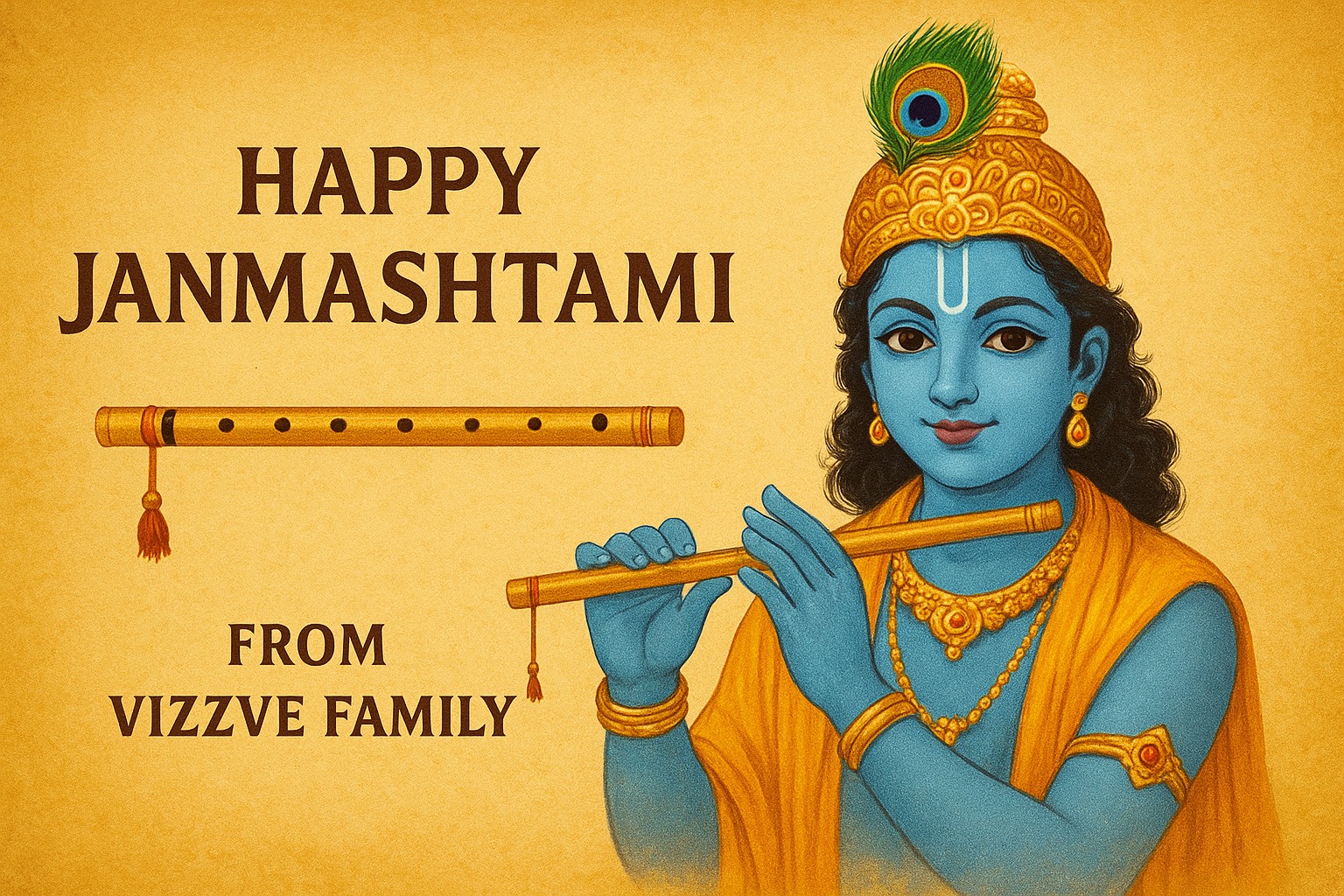 Vizzve family wishes Happy Janmashtami with Lord Krishna’s cradle, flute, and festive lights