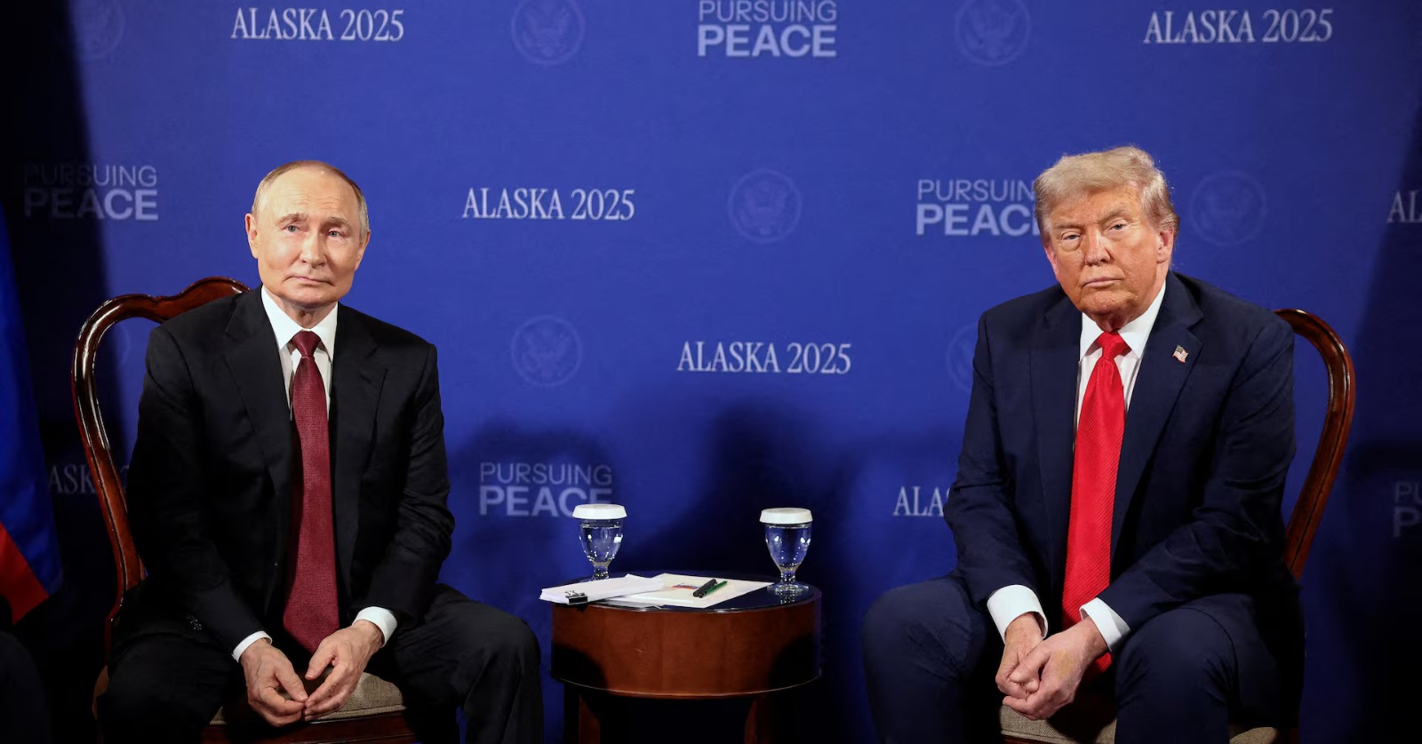 Trump and Putin during Alaska summit discussions