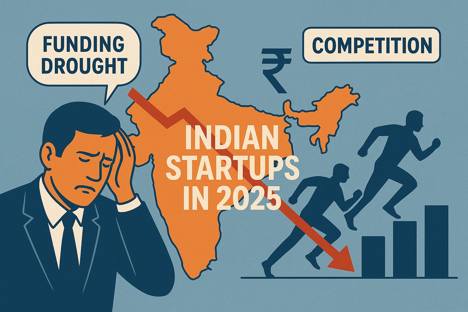 Indian startups in 2025 struggling with funding and competition