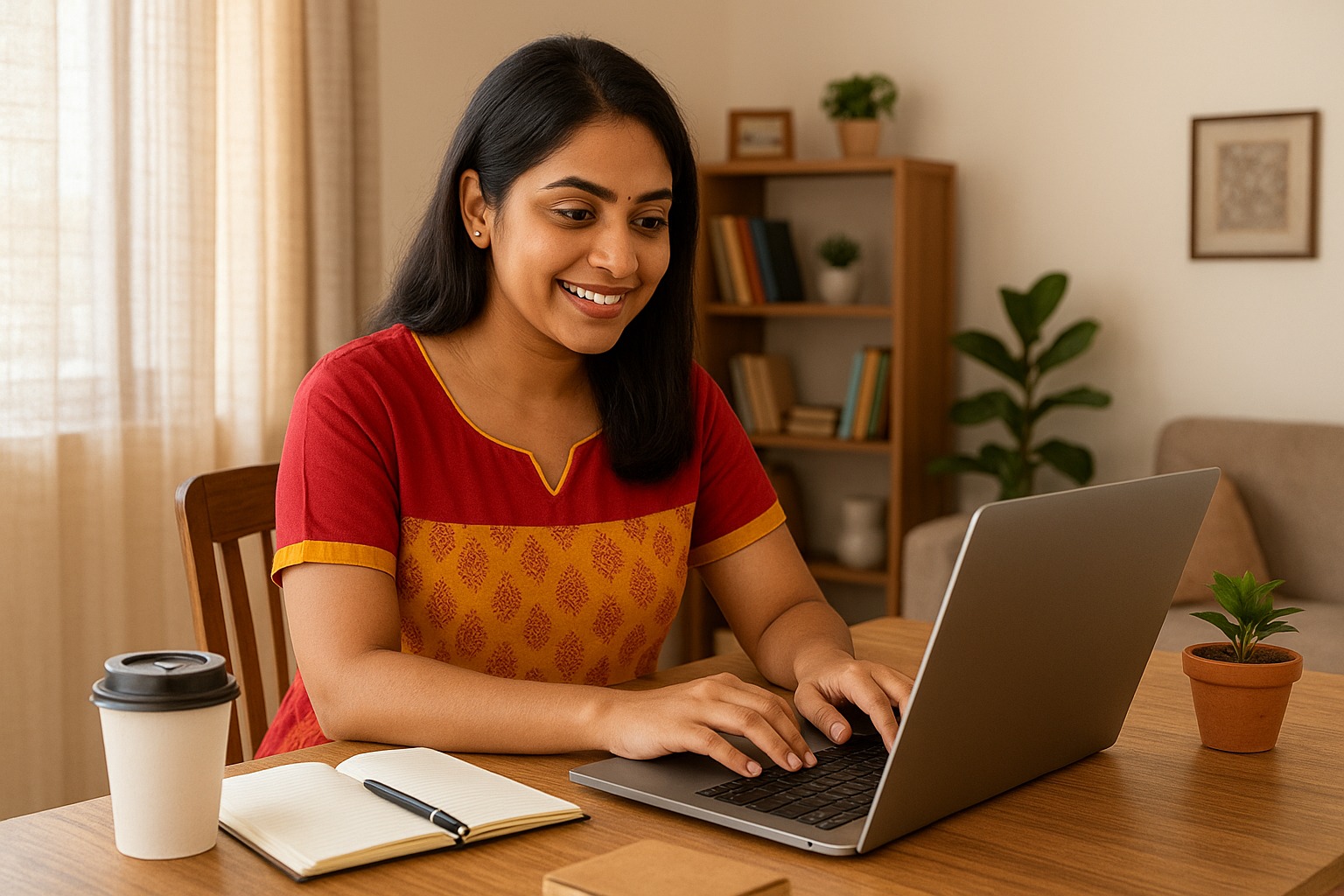 Home-based business entrepreneur working from home in an Indian tier-2 city