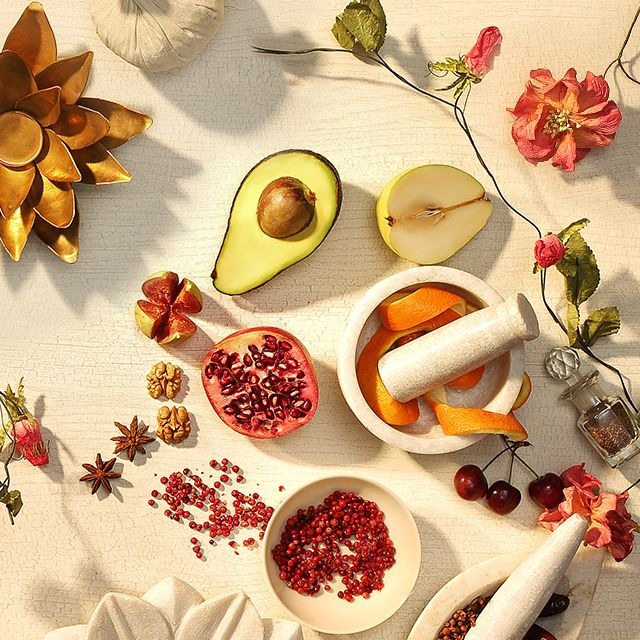 Ayurvedic skincare products and natural herbs for healthy skin