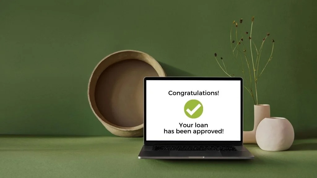 Digital approval of instant loan on smartphone screen