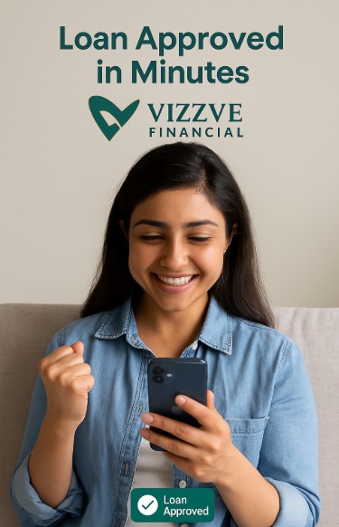 Happy user receiving instant loan approval on mobile through Vizzve app