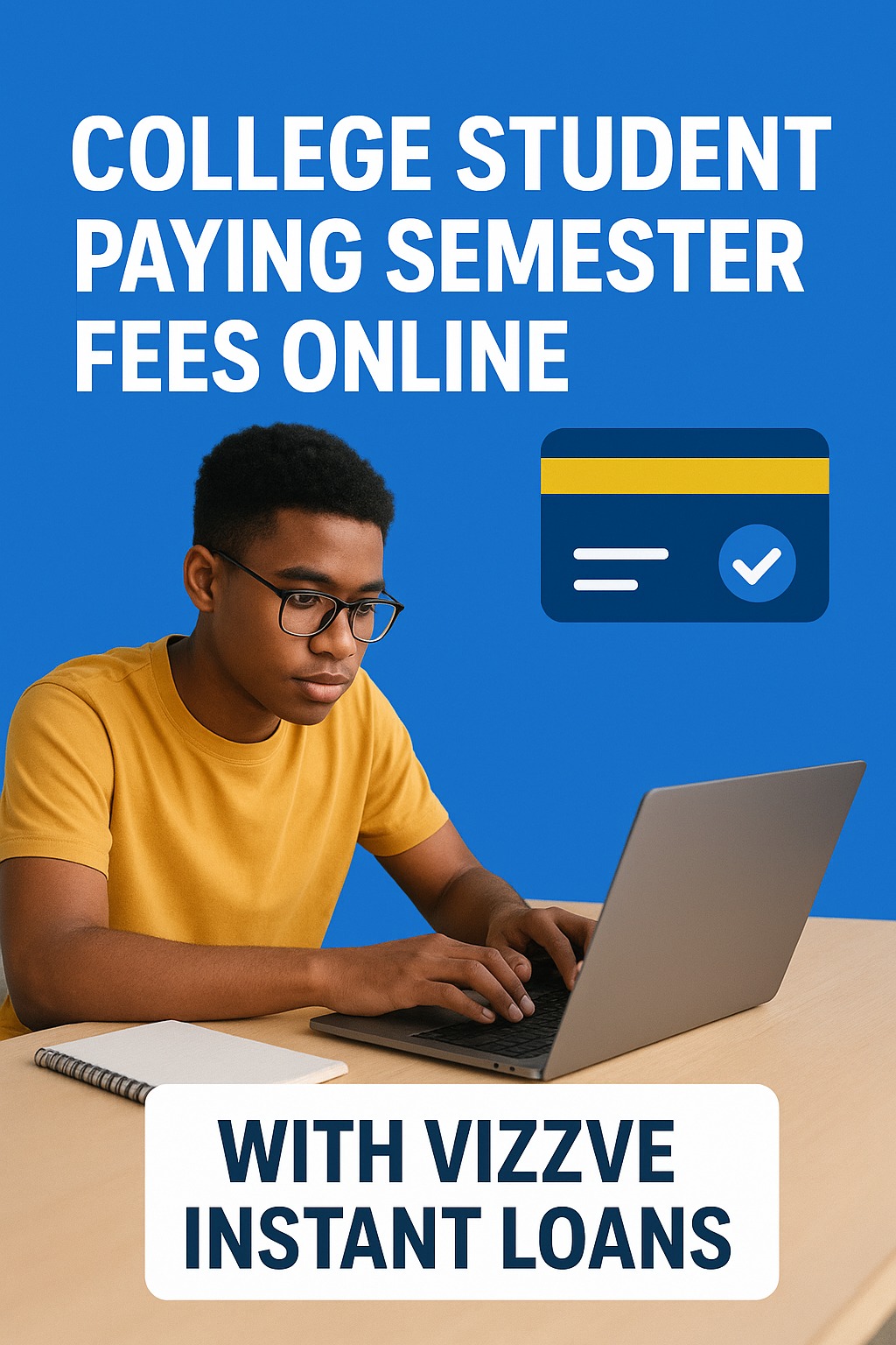 College student paying semester fees online using Vizzve instant loan