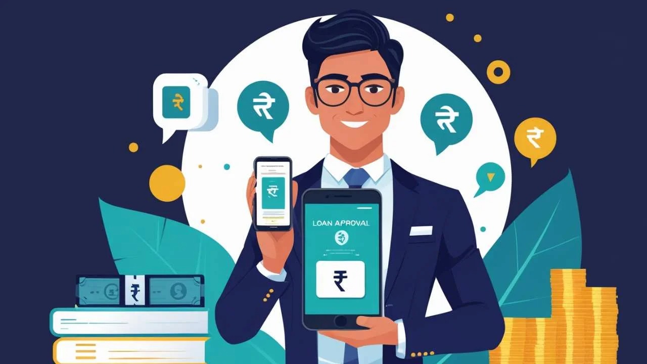 Young professional using a smartphone to manage micro-budgeting with instant loan app