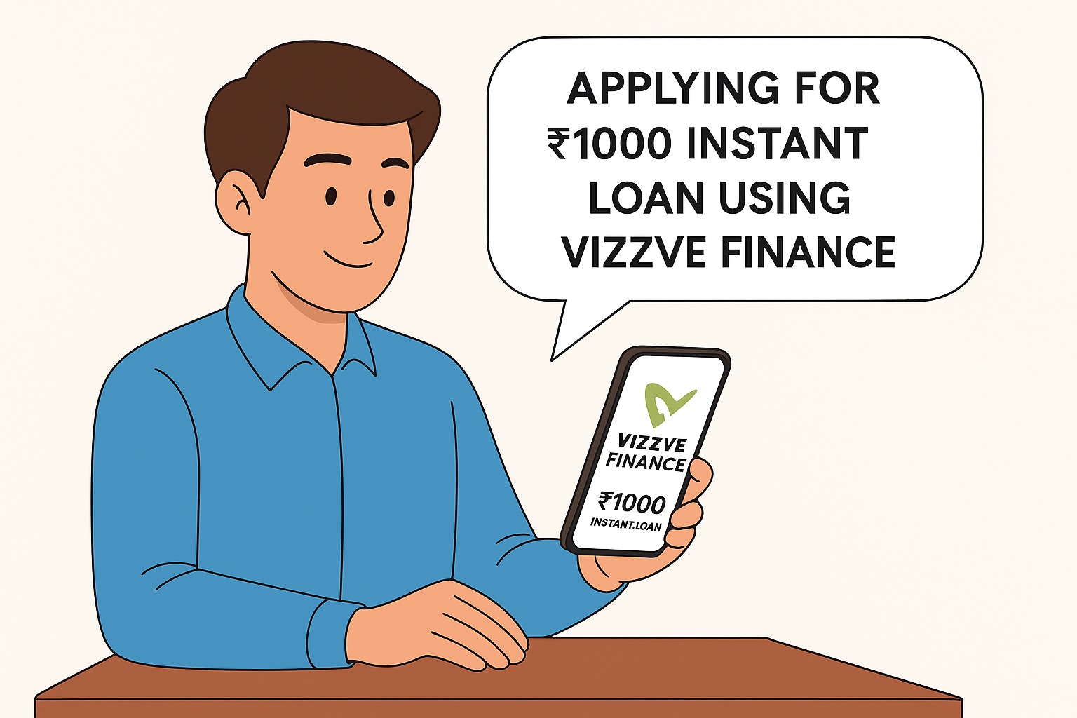 User applying for ₹1000 instant loan on smartphone via Vizzve Finance