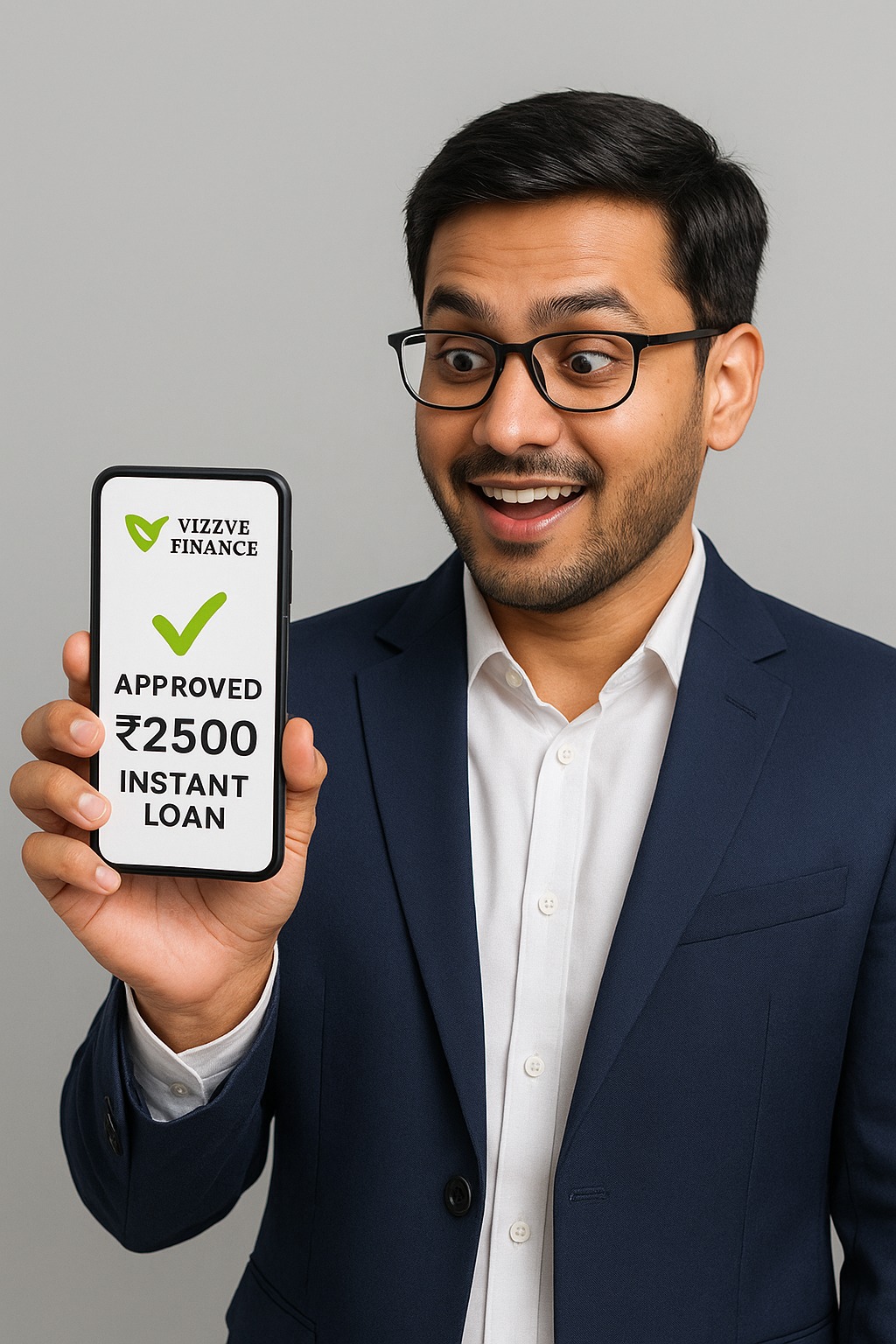 Young professional getting ₹2500 instant loan approval from Vizzve Finance app