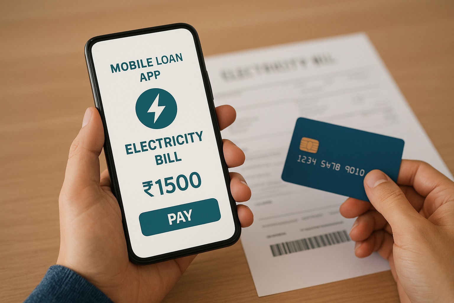 Customer paying electricity bill instantly using mobile loan app