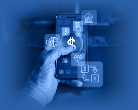 Young professional managing finances on a fintech app using smartphone