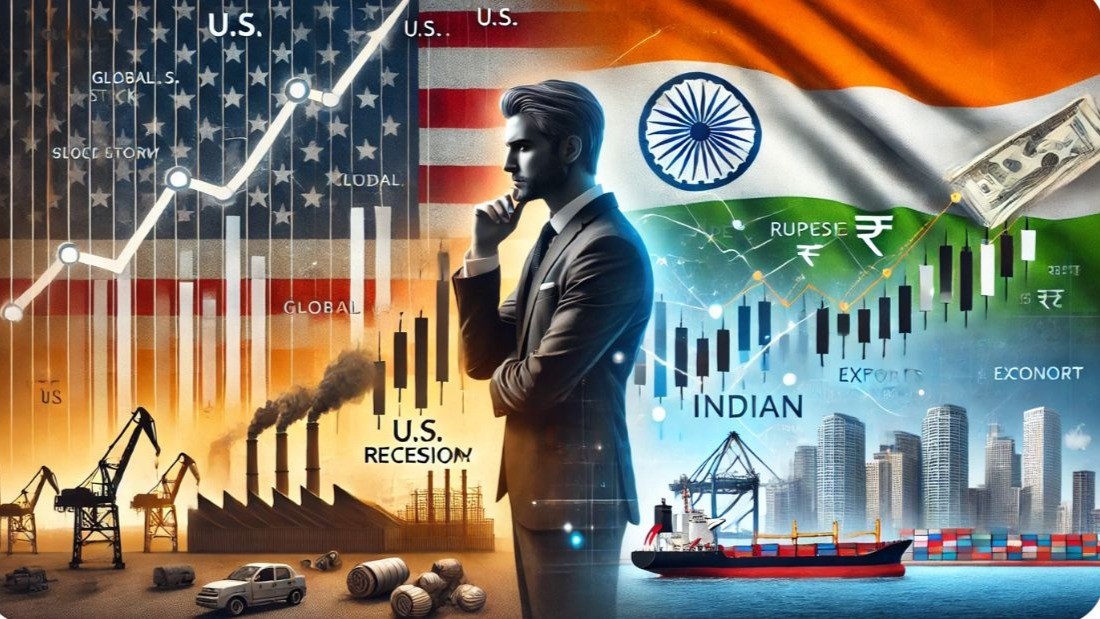 Graph showing Indian stock market reacting to global tensions